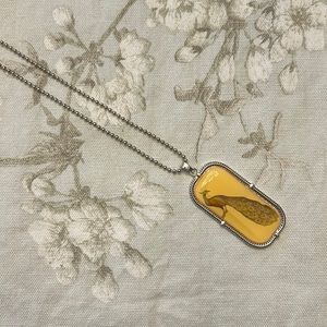 Peacock pendant on chain, vintage, retro